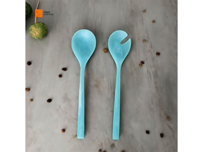 FDA Approved Large Salad Servers with Modern Matt Shiny Swirl Resin Spoon Factory Price OEM for Kitchen Parties and Buffets