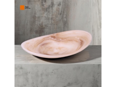 Wholesale Modern Premium Sustainable Polyresin Yellow Marble Swirl Plate Dish Dessert Serving Dinner Plates Home Restaurant