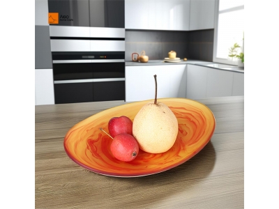 Customizable FDA Approved Polyresin Orange Swirl Oval Bowl Modern Fruit Decorative Tableware Home Party-Creative Plate