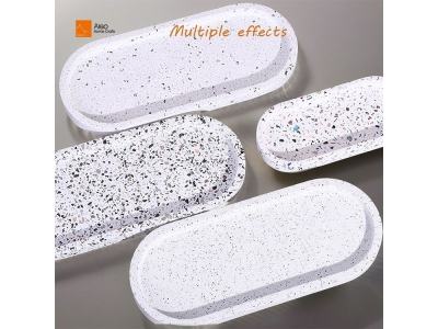 Natural Stone Oval Jewelry Tray Cement Terrazzo Vanity Serving Tray Bathroom Accessories for Home and Hotel bathroom Decoration