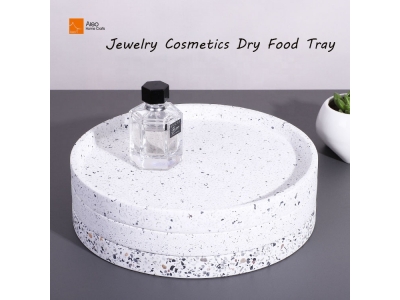  Hot Style round Terrazzo Cement Serving Tray Decorative Jewelry Tray for Home and Hotel Decor Vanity Tray