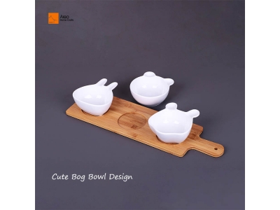 Wholesale Custom Three-piece set  Mini pet edible bowl Polyresin Pet Food Kitchen Camping Indoor