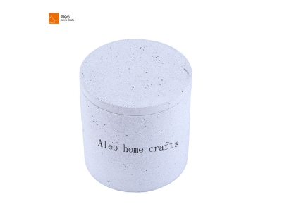 ALEO Natural Stone Cylinder Candle Jar Matte White Terrazzo Decor Vessel Home Wholesale Marble Concrete Cement Candle Holder