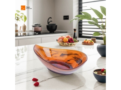 Custom Printed Logo resin swirl Hotel Tableware Manufacturers Modern Restaurant vanity tray reusable salad bowl