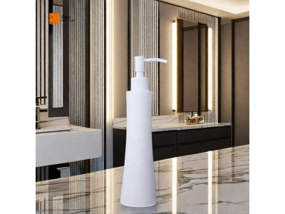  White Hotel Amenities Dispenser Fancy Soap and Shampoo Stand with Refillable Liquid Hand Wash Soap Container