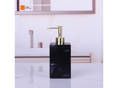  Polyresin Hotel Bathroom Black  Marble Liquid Soap Shampoo lotion Dispenser for Bathroom Kitchen Countertop