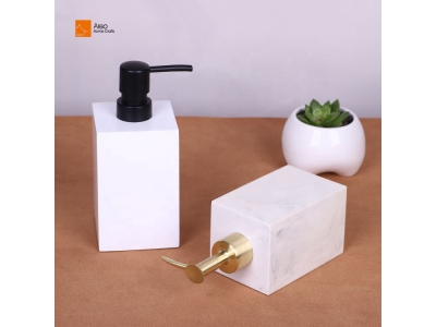 Shampoo Lotion polyresin Recycled square dispenser matte white black hand Soap dispenser Bottle With metal Liquid gold Pump