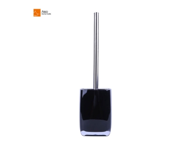 Black Plastic Toilet Brush Holder With Metal Handle Silicone Brush Head