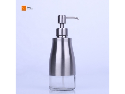 luxury 400ml hand liquid silver soap dispenser 304 stainless steel coated glass bottle for hotel bathroom kitchen