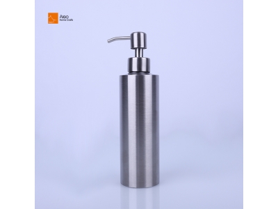  304 Stainless Steel 350ml Hand Liquid Soap Dispenser with Brushed Finish Hotel Bathroom Kitchen Squeeze Design Silver