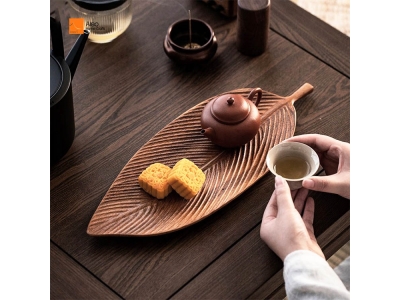  Wholesale Leaf Wood Tray Home Decor Coffee Tea Set Plate Table Decorations For Living Dining Serving Tray Table Decor