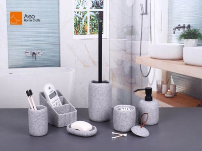 Delicate Design Polyresin Granite Bathroom Set Elegant Vanity Accessory Collection