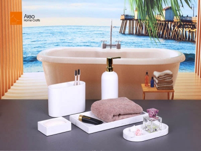 5 Pieces Marble Bathroom Accessories Set Natural Marble Effect Poly Polyresin Bathroom Accessories Set Bathroom Sets For Home