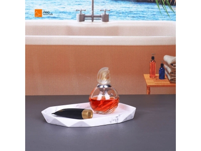 Luxury Hotel Marble Effects Washroom shower polyresin polygon tray Service Serving Vanity Tray Jewelry Ring Dish Holder