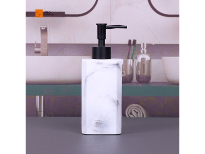 Polyresin Hotel Bathroom White Marble Liquid Soap Shampoo lotion Dispenser for Bathroom Kitchen Countertop