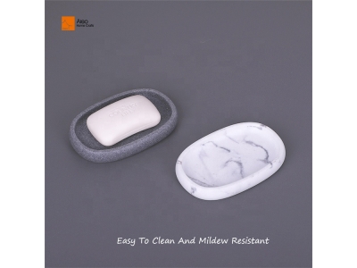 Wholesale Custom Resin Bathroom Soap Holder Polyresin Marble Soap Dish For Hotel Home