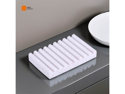 Wholesale Popular Wave shape Fine sand terrazzo polyresin pink white marble style Soap Dish For Bathroom Accessory soap holder