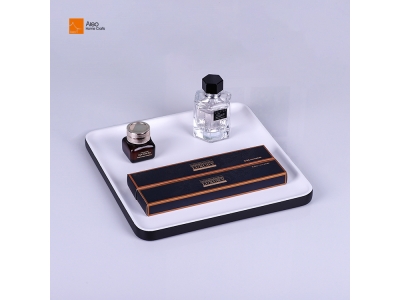 Custom Hotel Decorative Rectangular Two-Tone Tray Polyresin Serving Vanity Jewelry Resin Tray