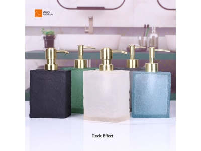 High Quality Colorful Resin Glacier Texture Soap Dispenser with Gold Pump Touch and Rock Feeling Emulsion Bottle for Hotel U