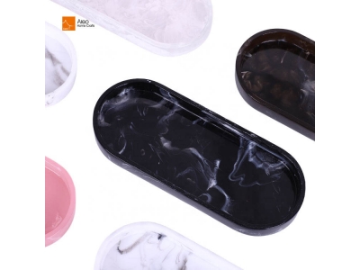  Aleo Home Resin Black Marble Oval Vanity Server Tray for Bathroom Amenities Jewelry Accessories Hotel Bathroom Essentials