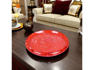  Handmade Modern Marble Red Swirl Decorative Plate Sustainable Resin Vanity Tray for Jewelry Serving Stocked Resin Tray Storage