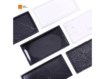 BSCI Certified  Resin Rectangular  Bathroom Vanity Tray Waterproof Perfume Jewelry Dresser Serving Trays Home Kitchen