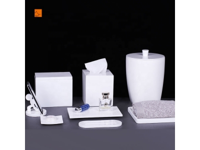 Wholesale Custom Four-Piece Hotel Bathroom Accessory Set Includes Soap Dish Hotel Waste Bin Ice Bucket