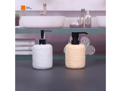 Luxury Resin Liquid Soap Dispenser Bathroom Set Beige Stones Concrete Style Natural Feeling Accessories Including Lotion Hotels