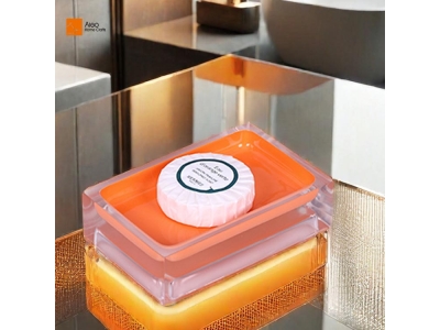 Handmade Modern Polyresin Resin Soap Dish Dispenser Tray Set Custom Orange Polishing for Home Hotel Bathroom Luxury Handicrafts