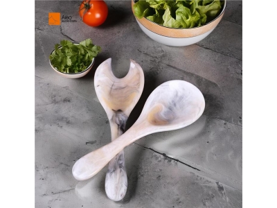 Solid Translucent High-End Resin Tableware Set Unique Modern Design Salad Server Spoon Bowl Tray Home Hotel Party Color Mixing