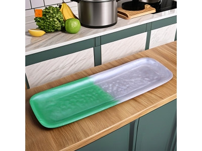  White Green Japanese Sushi Tray Pearlized Swirl Resin Dish Home Goods Tableware Salad Platter Bread Tray Wholesale for Food Use