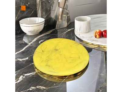 Modern Eco-friendly Resin Coaster Set Irregular Yellow Aqua Swirl Drink Mat Cup Holder for Home Office Latest Design