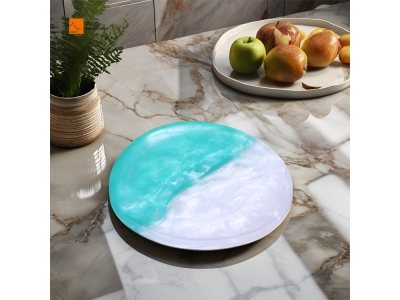 Customized Resin Coasters Stylish and Durable Coffee Holder for Home Personalized Cyan Pearlized Mixing Coaster Set for Drinks