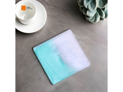 Elegant Modern Coasters Resin Sky Blue Pearlized Drink Mats Heat-Resistant Coffee Coaster Used In Kitchen Office Living Room