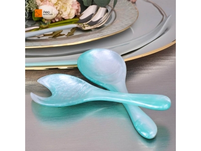 Handmade Resin Salad Stir Spoon Customized Multicolor Long Short Design Modern Cyan Pearlized for Home Hotel Restaurant Parties