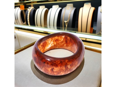  Modern Vintage Amber Irregular Transparent Resin Customized Chunky Bangles Waterproof Fashion Exaggerate Bangle Bracelet