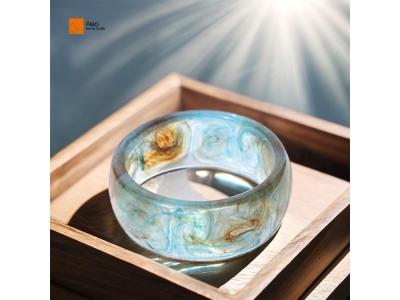 Premium Transparent Resin Bracelet Set Handmade Elegant Swirl Pattern Bangle Ring Modern Style Women‘s Gift