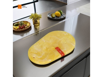 Hot Selling Multi-Functional Resin Yellow Aqua Swirl Cheese Board Sustainable Serving Pastry Platter Decorative Cutting Board