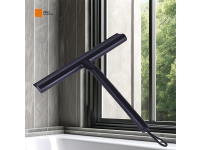 Hot Sell Gray Black PP TPE Silicone Shower Squeegee Clean Wipers water Blade with without Silicone hook holders / Metal holder