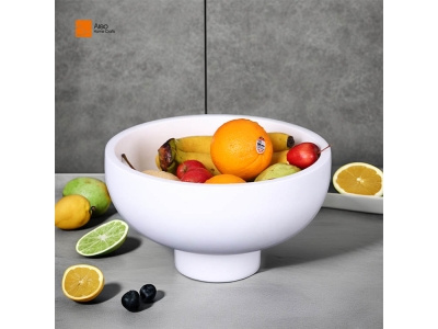  Custom Large Capacity White Concrete Fruit Bowl Modern Design with Custom Logo for Kitchen Tabletop Decorative Use for Parties