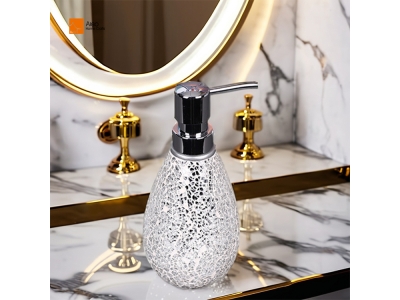 Stylish customizable color size glass lens resin soap dispenser for bathroom