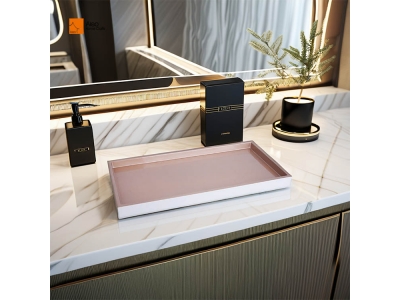 Aleo Customized Super 5-Star Rose Gold Hand-Painted Polyresin Grain Hotel Restaurant Amenity Tray/Towel Tray Wholesale Serving