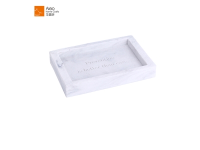 Wholesale Top Grade Hotel Room Polyresin  Square Soap Tray Dish Holder White Marble Custom Soap Dish