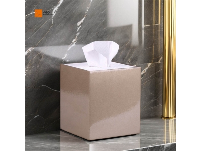  High Quality Gold Square Polyresin Tissue Box with Magnet Cover Customized Resin Bathroom Accessories for Hotels