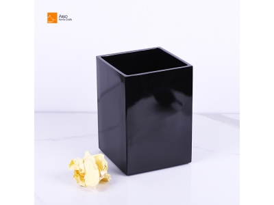 Aleo High Quality Black Rectangle Polyresin Trash Can Bathroom Accessories Hotels Custom Resin Paper Waste Bins Garbage Bin