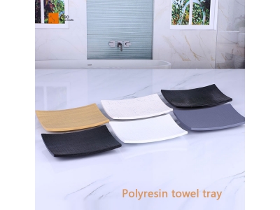  OEM Factory Luxury Hotel Bathroom Accessory Set Multi-Color Rough Texture Resin Tray for Face Towel and Dish Holding