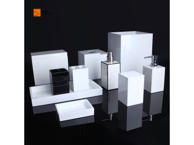  Modern 10-PC Luxury Resin Bathroom Accessory Set Shinny White Including Toothbrush Holder for Hotels Households Hotel Amenities