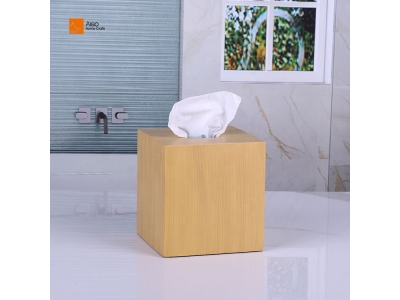  Deluxe hotel bathroom accessories Set Resin Imitated Wood Tissue Box Holder Custom Color Square Paper Holder Luxury Paper Box