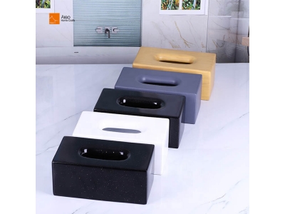 Factory Custom Fancy Hotel Supplies heavy napkin Square rectangular ALEO wooden Resin Bathroom Tissue Box design for Star hotel