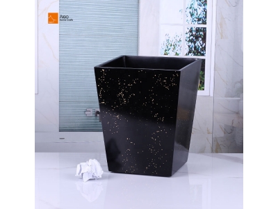  BSCI Certificate Custom Resin Paper Waste Bin Black Rectangle Polyresin Trash Can Hotel Amenities Bathroom Hotel Amenities